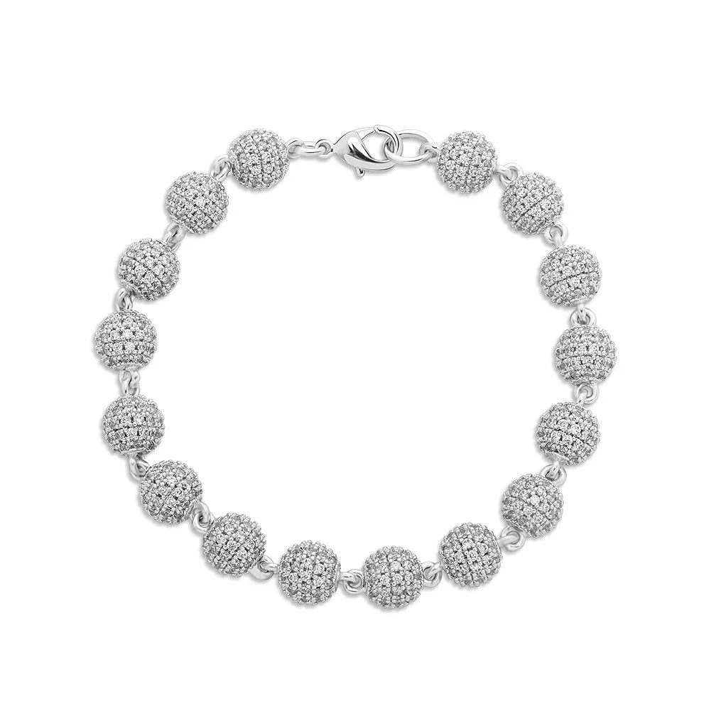 TOPGRILLZ 6mm8mm Big Round Ball Bracelet with Pearl Hip Hop Bracelet Iced Out CZ Gold Color Bracelet Punk Bling Jewelry For Gift