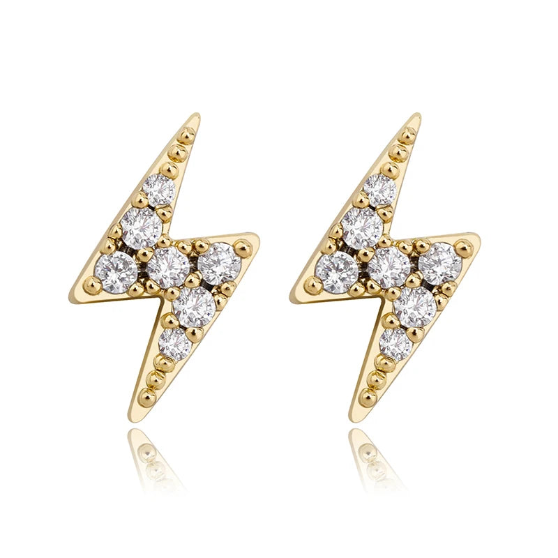 TOPGRILLZ 925 Silver Delicate Women lightning Ear Stud Tiny Cubic Zirconia Earring Hip Hop Women Sterling Silver Jewelry Gift