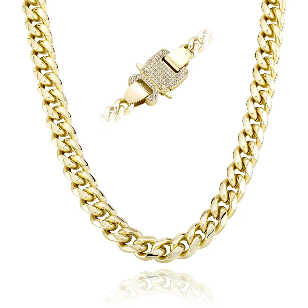 TOPGRILLZ 2021 New 12mm Miami Cuban Chain Gold Silver Color With Spring Ring Clasps Hip Hop Jewelry For Gift
