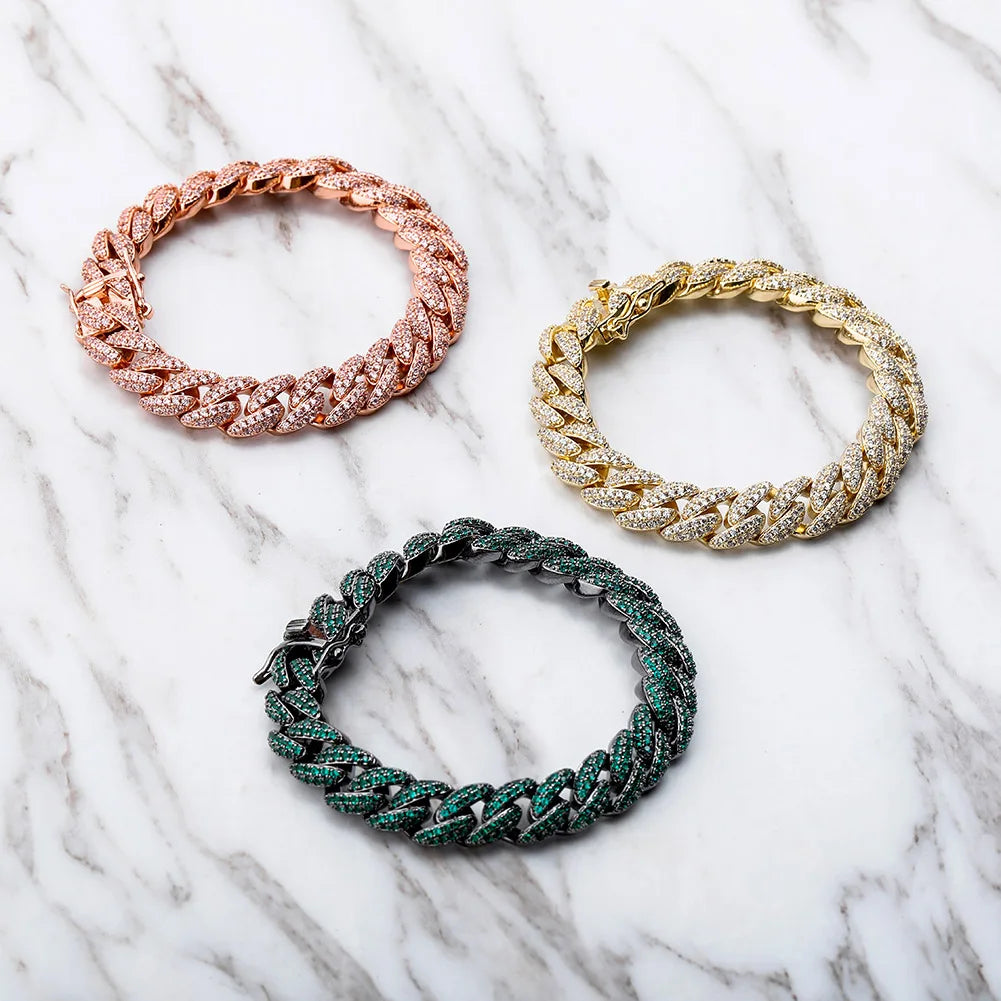 TOPGRILLZ 10mm Bracelet 6 Colors Iced Micro Pave Cubic Zirconia Bracelet Hip Hop Rock Fashion Jewelry Women For Gift 7inch 8inch