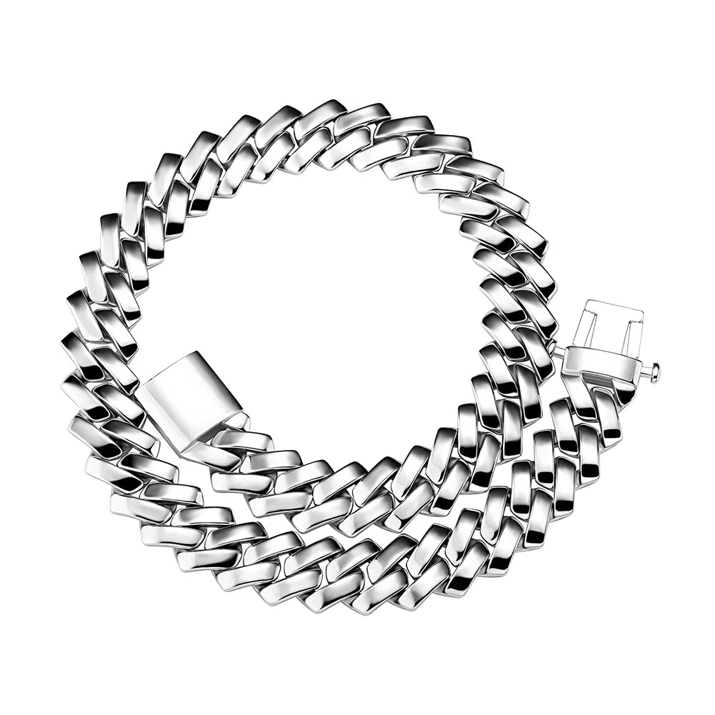 TOPGRILLZ 18MM Cuban Chain Miami Prong Link Chain Glossy High Quality Copper With New Spring Clasp Hip Hop Jewelry For Men