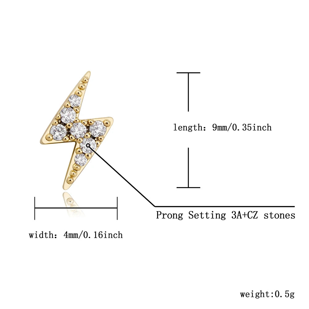 TOPGRILLZ 925 Silver Delicate Women lightning Ear Stud Tiny Cubic Zirconia Earring Hip Hop Women Sterling Silver Jewelry Gift