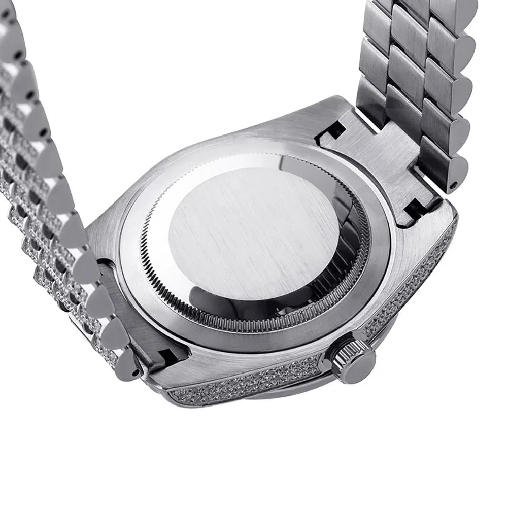 TOPGRILLZ Iced Presidential Mens Watch Luxury 18K White Gold stainless steel  Watch with zirconia