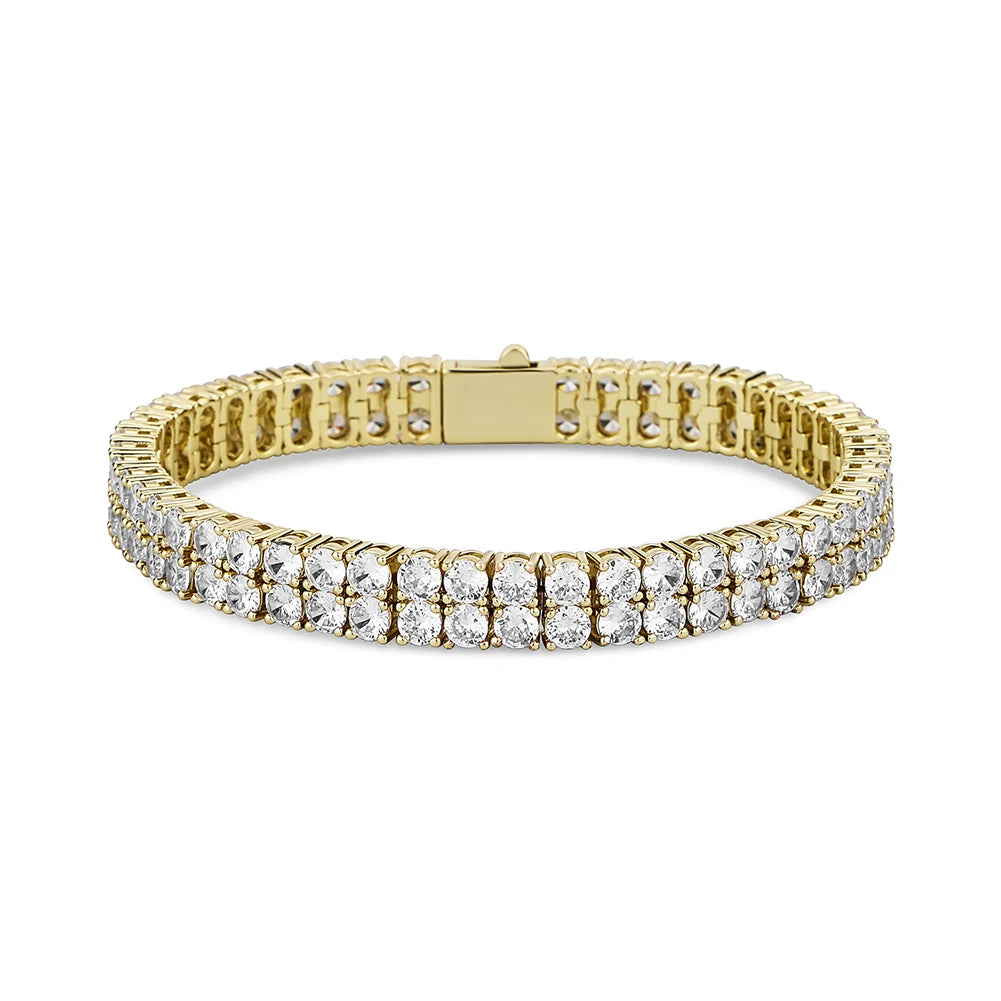 TOPGRILLZ 3MM/4MM 2 Row Cubic Zirconia Tennis Chain Bracelet with New Spring Clasp Bling Iced Out CZ Jewelry Gift For Men