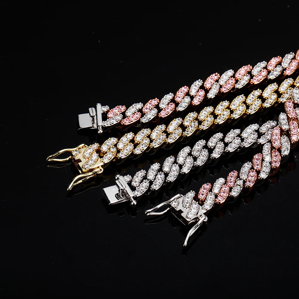 TOPGRILLZ New 8mm Fashion Miami Cuban Bracelet Full Iced Out Cubic Zirconia Bracelet Hip Hop Rapper Jewelry Ladies Bracelet Gift