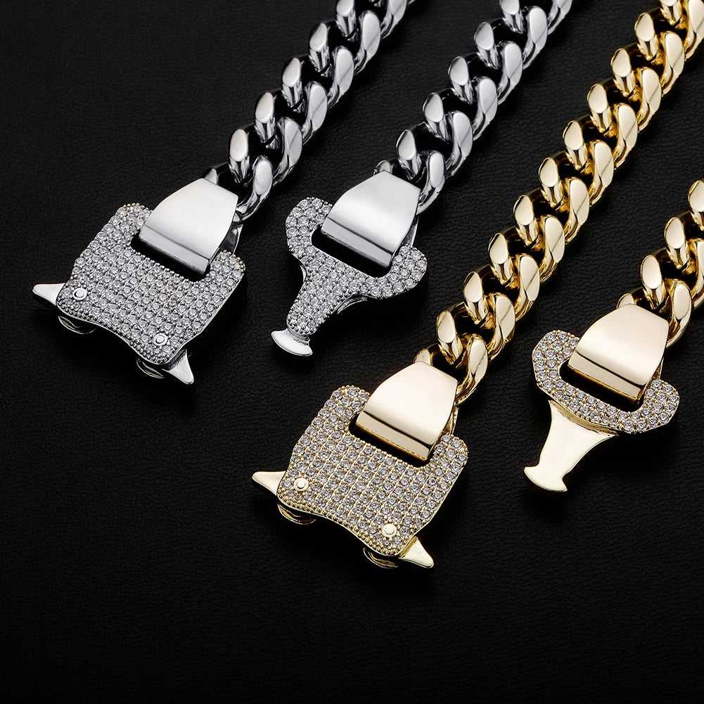 TOPGRILLZ 2021 New 12mm Miami Cuban Chain Gold Silver Color With Spring Ring Clasps Hip Hop Jewelry For Gift