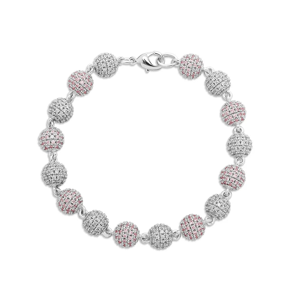 TOPGRILLZ 6mm8mm Big Round Ball Bracelet with Pearl Hip Hop Bracelet Iced Out CZ Gold Color Bracelet Punk Bling Jewelry For Gift