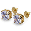 TOPGRILLZ Hip Hop Iced Out Bling Stud Earrings With Screw Back Silver Plated Micro Pave 8mm CZ Stone Earrings Gift For Mem