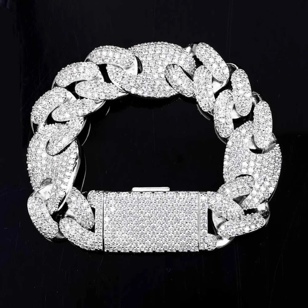 TOPGRILLZ Miami Lock Clasp Cuban Link 7 8 9 Inch Gold Silver Plated Bracelet Iced Out Cubic Zircon Bling Hip hop for Men Jewelry