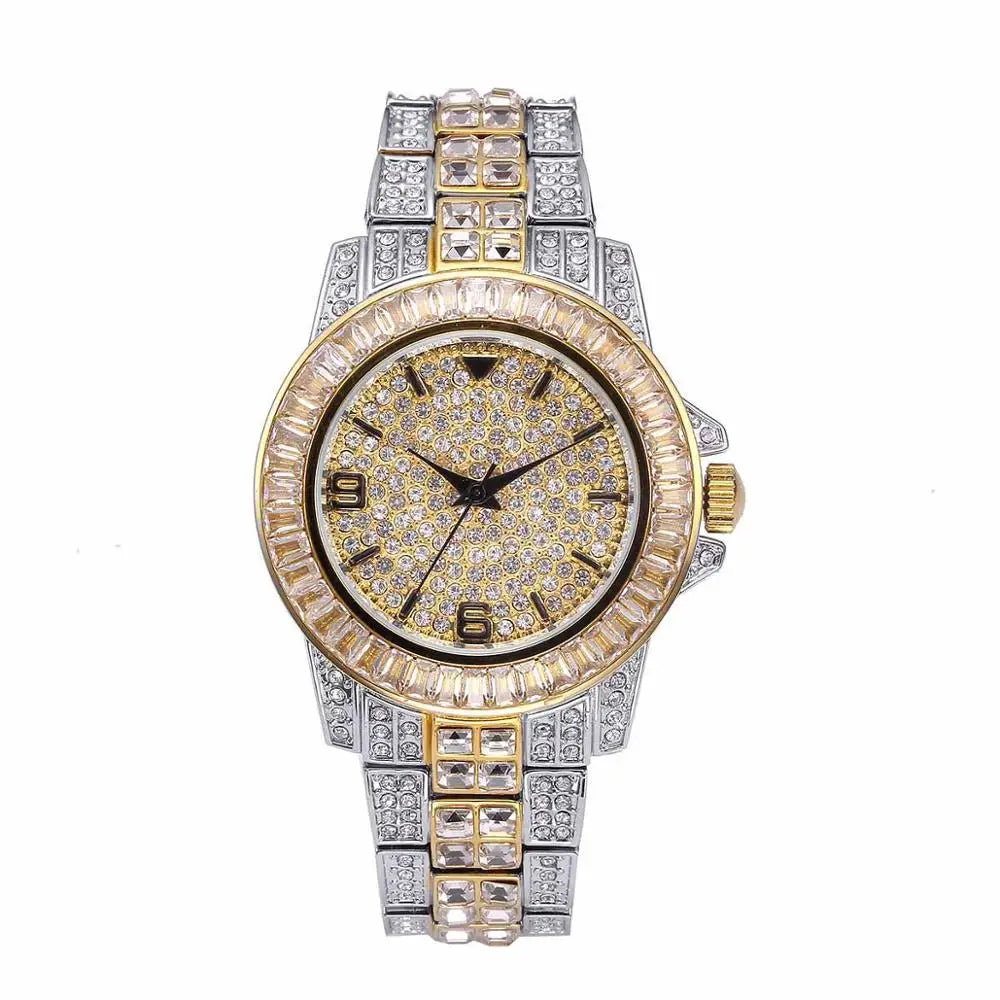 TOPGRILLZ AAA ICED OUT HIP HOP Wrist Watches With Micro pave CZ Stainless Steel Wristband Dropshipping