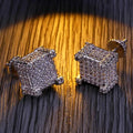 TOPGRILLZ Gold/Silver Color All Iced Out Micro Pave CZ Stone Square Stud Earring Hip Hop Rock Jewelry Earrings For Women Men
