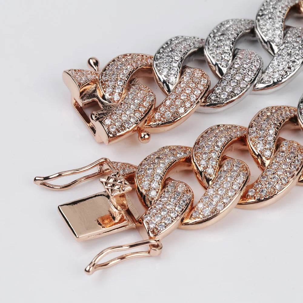TOPGRILLZ Maimi Cuban Link Chain Necklace Men's Hip Hop Gold Color Iced Out Cubic Zircon Necklaces Jewelry Gifts 16" -30"