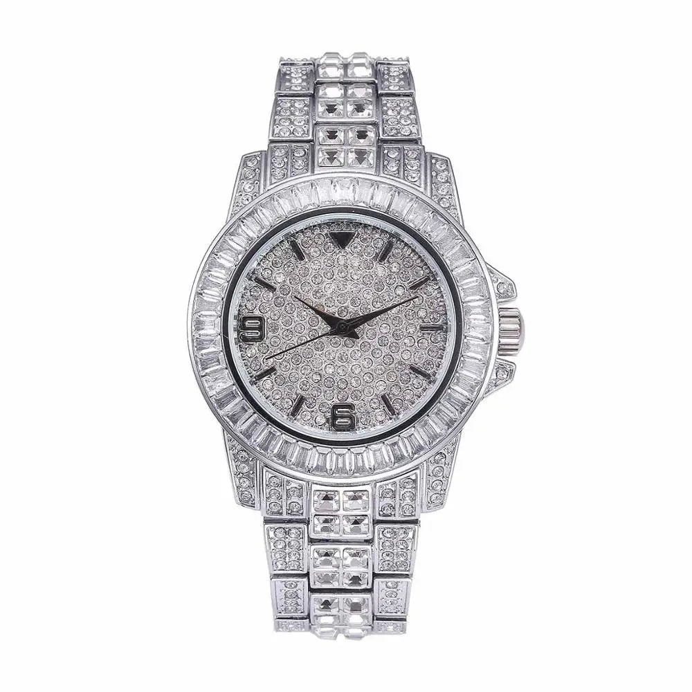 TOPGRILLZ AAA ICED OUT HIP HOP Wrist Watches With Micro pave CZ Stainless Steel Wristband Dropshipping