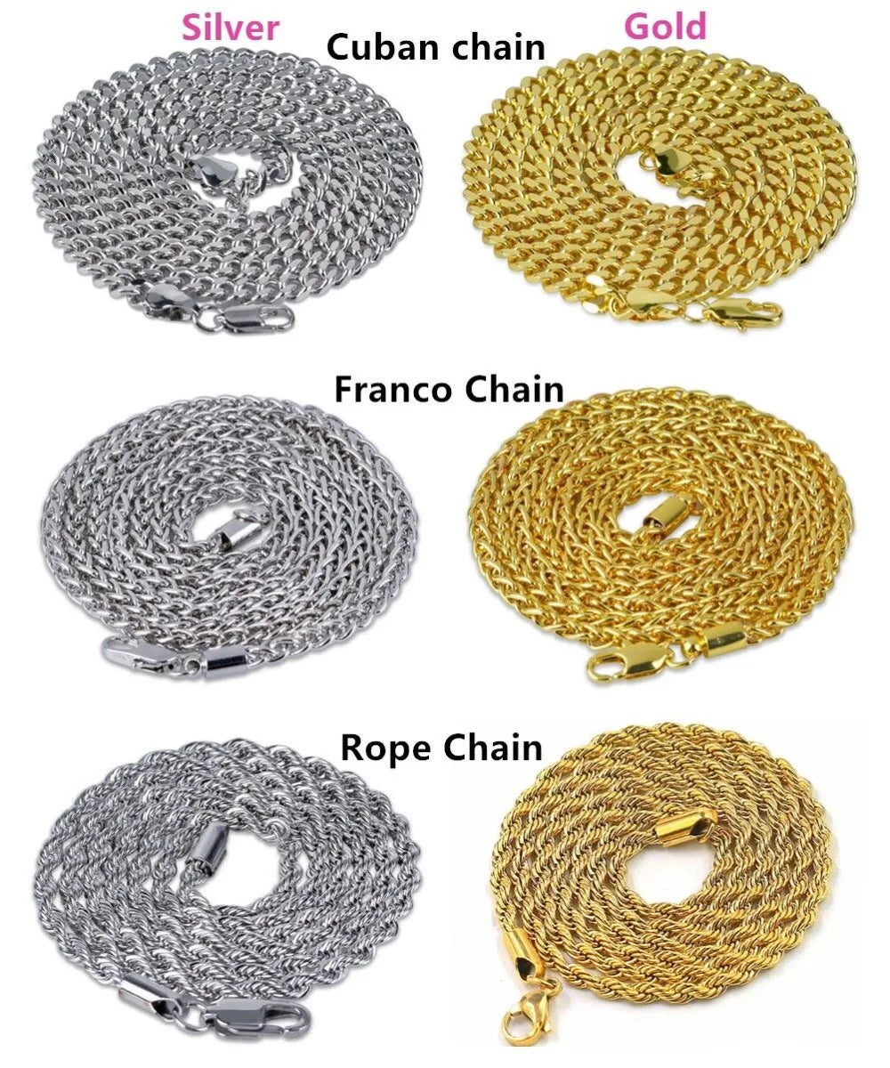 Three Types Chains, Rope Chain ,Cuban Chain ,Franco Chain For Wholesale