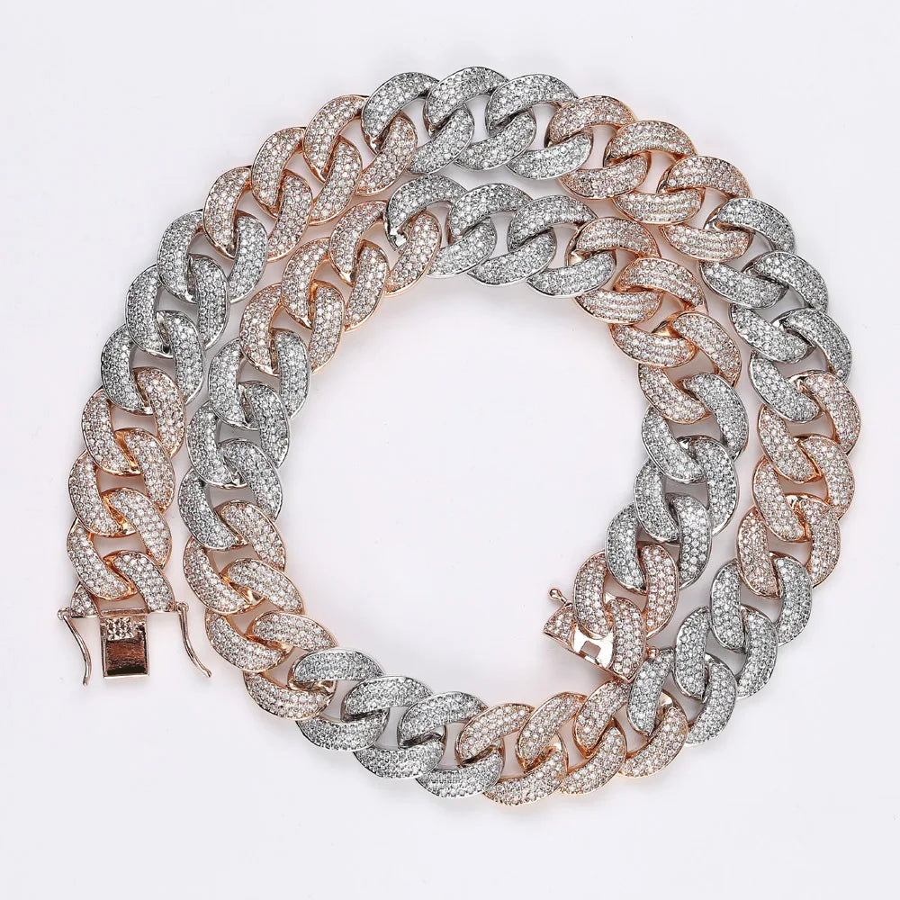 TOPGRILLZ Maimi Cuban Link Chain Necklace Men's Hip Hop Gold Color Iced Out Cubic Zircon Necklaces Jewelry Gifts 16" -30"