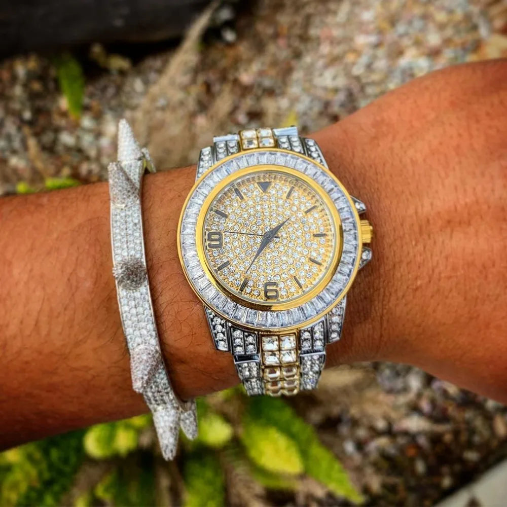 TOPGRILLZ AAA ICED OUT HIP HOP Wrist Watches With Micro pave CZ Stainless Steel Wristband Dropshipping