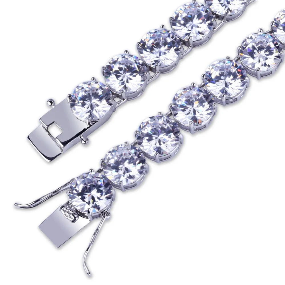 TOPGRILLZ 3mm-10mm Iced Out Bling AAA Zircon 1 Row Tennis Chain Necklace Men Hip Hop Jewelry Gold Silver Color Charms