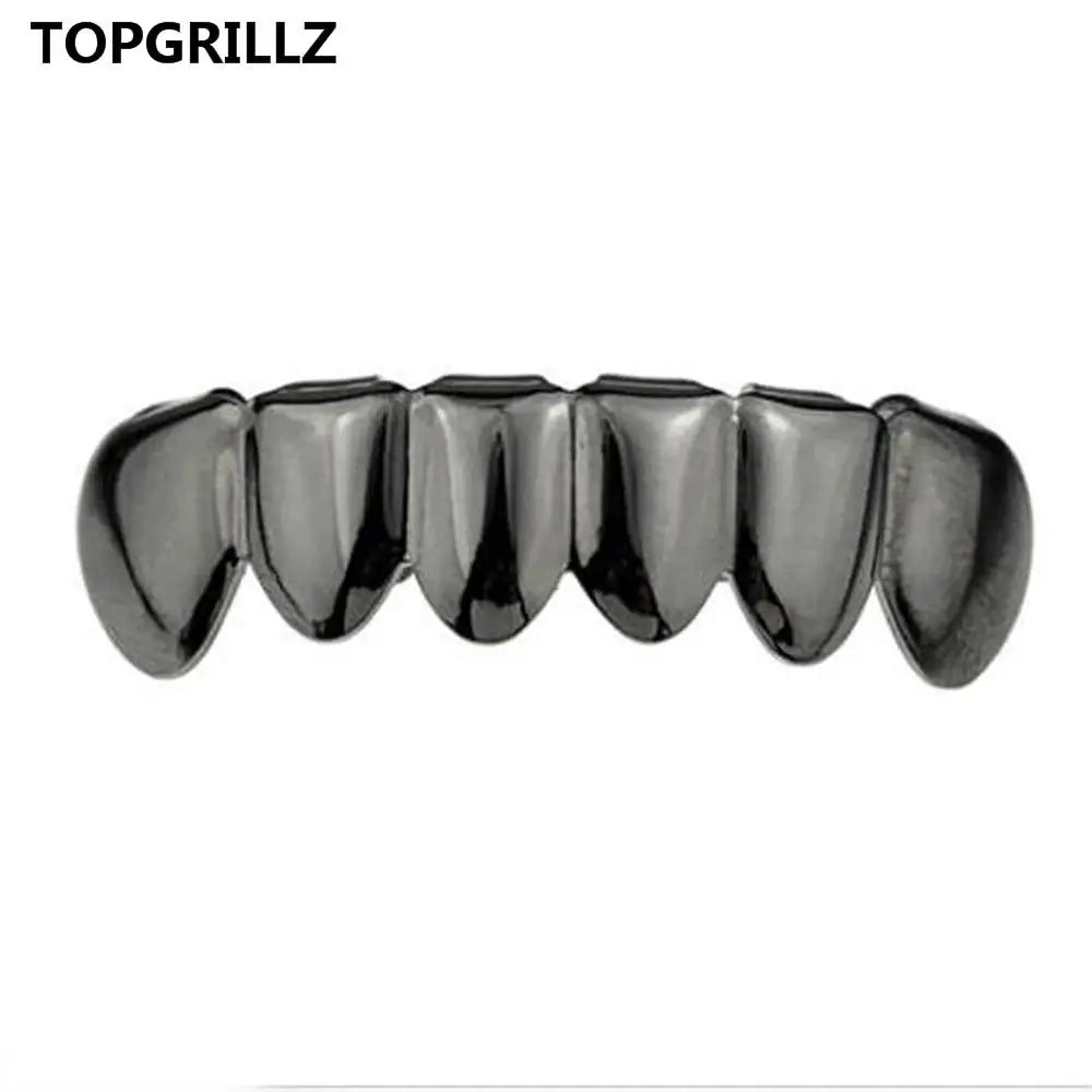 TOPGRILLZ Gold Silver Plated HIP HOP Tooth Grillz Top& Bootom Groll Set With Silicone Vampire Teeth Best Gift ForChristmas