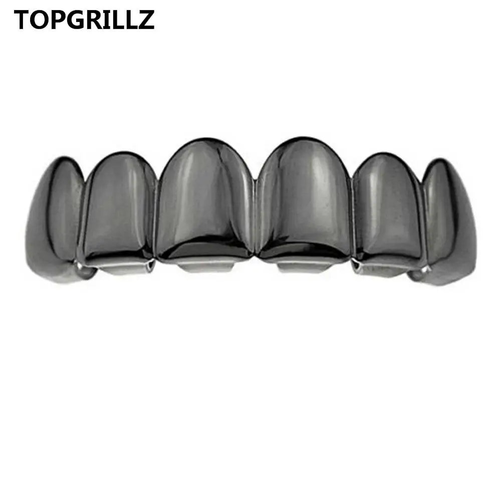TOPGRILLZ Gold Silver Plated HIP HOP Tooth Grillz Top& Bootom Groll Set With Silicone Vampire Teeth Best Gift ForChristmas