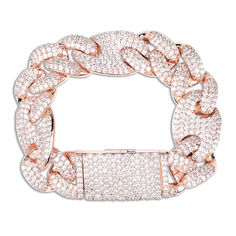 TOPGRILLZ Miami Lock Clasp Cuban Link 7 8 9 Inch Gold Silver Plated Bracelet Iced Out Cubic Zircon Bling Hip hop for Men Jewelry