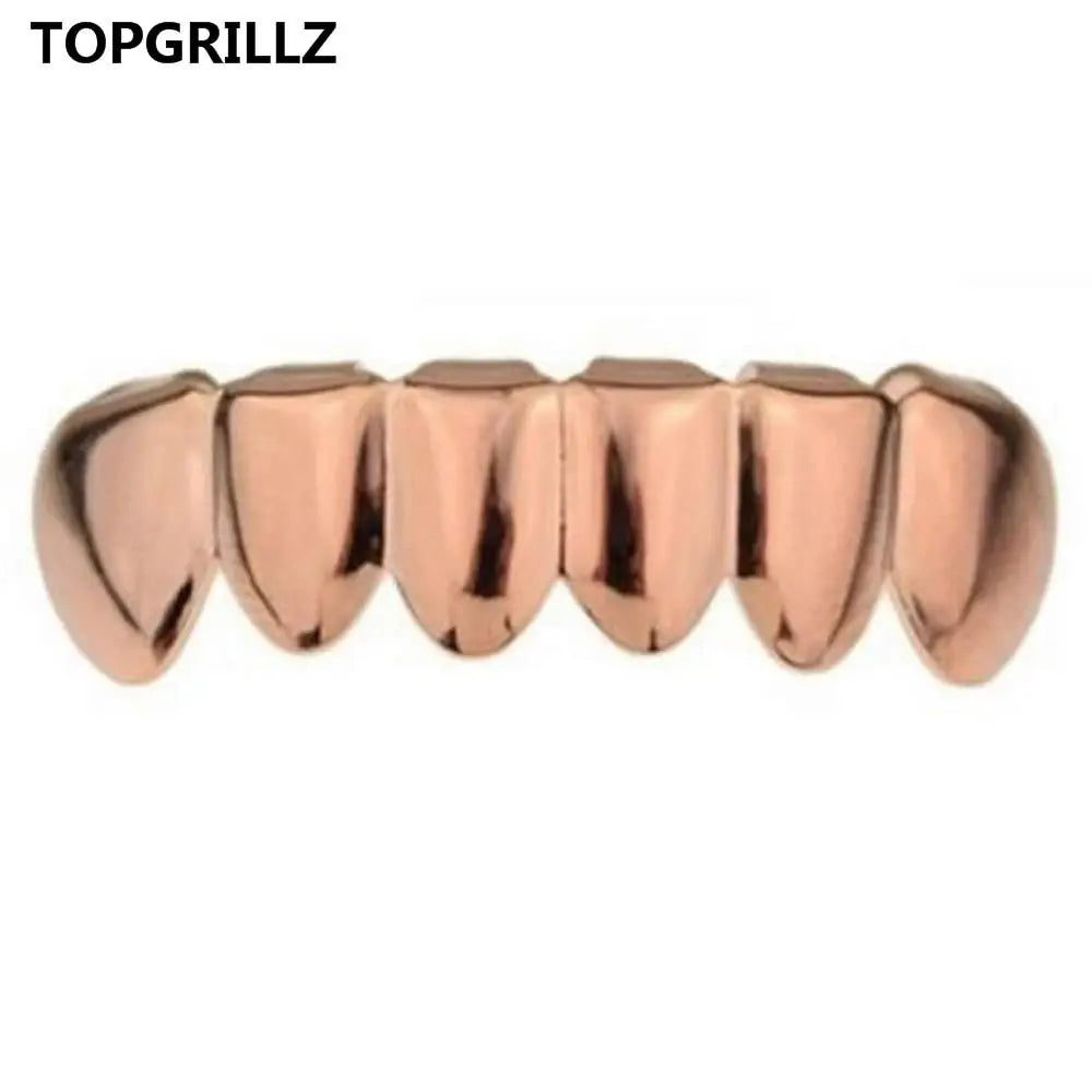 TOPGRILLZ Gold Silver Plated HIP HOP Tooth Grillz Top& Bootom Groll Set With Silicone Vampire Teeth Best Gift ForChristmas