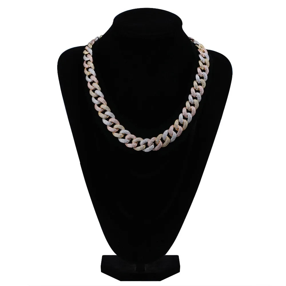 TOPGRILLZ Maimi Cuban Link Chain Necklace Men's Hip Hop Gold Color Iced Out Cubic Zircon Necklaces Jewelry Gifts 16" -30"