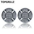 TOPGRILLZ Hip Hop Gold Silver Color Iced Out Cubic Zircon Rund Stud Earring Men Jewelry Gifts With Screw Back Buckle