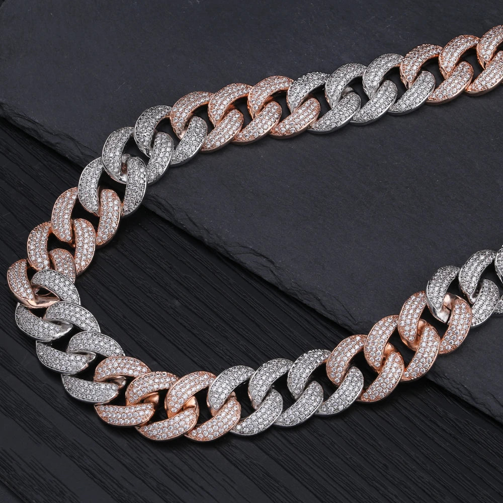TOPGRILLZ Maimi Cuban Link Chain Necklace Men's Hip Hop Gold Color Iced Out Cubic Zircon Necklaces Jewelry Gifts 16" -30"