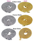 Three Types Chains, Rope Chain ,Cuban Chain ,Franco Chain For Wholesale