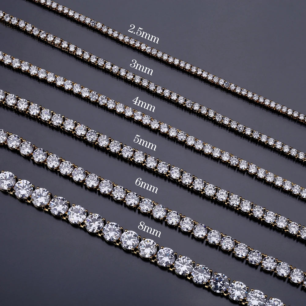 TOPGRILLZ 3/4/5MM Classic Tennis Chain Waterproof Copper Iced Out Micro Pave Cubic Zirconia Hip Hop Fashion Jewelry Women Gift