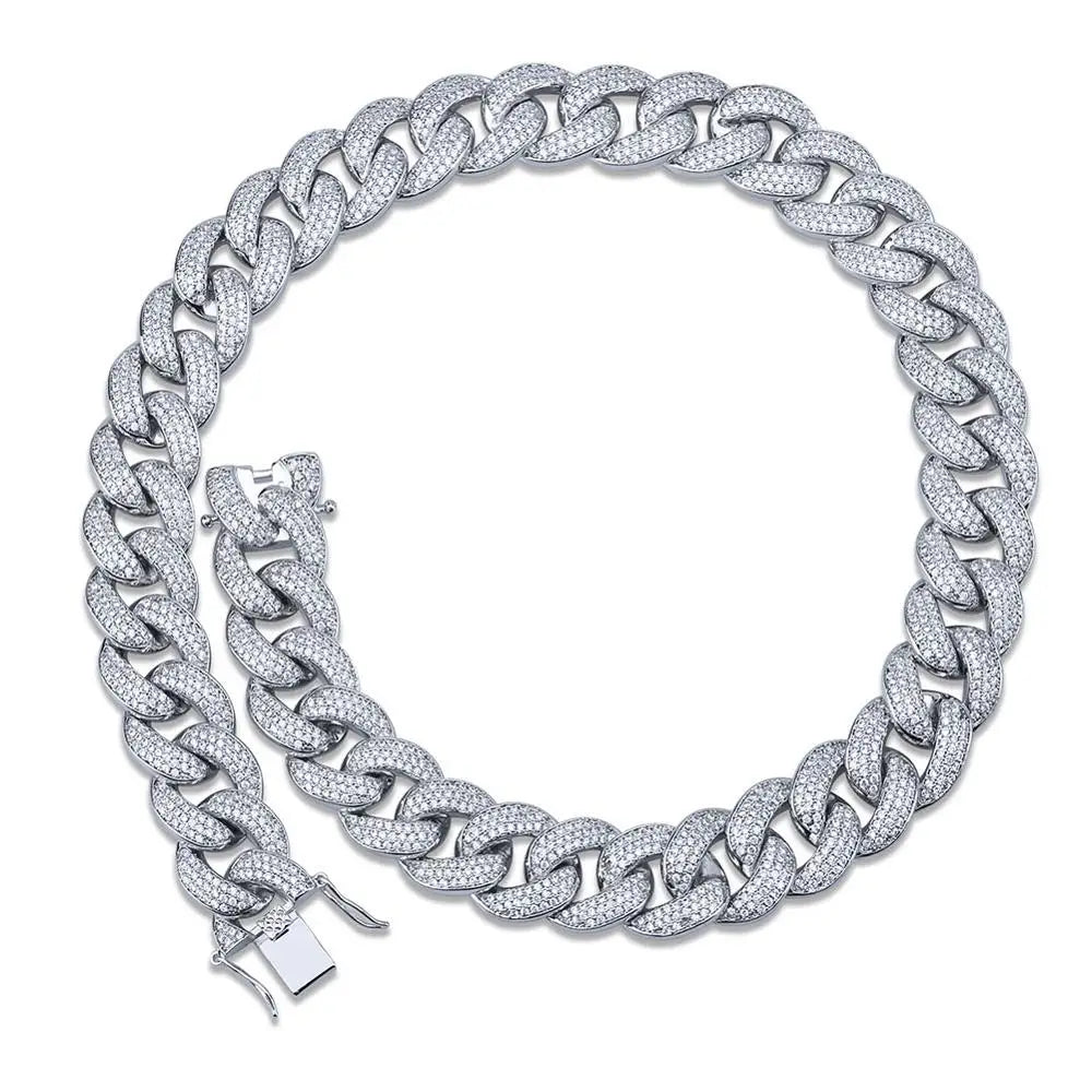 TOPGRILLZ Maimi Cuban Link Chain Necklace Men's Hip Hop Gold Color Iced Out Cubic Zircon Necklaces Jewelry Gifts 16" -30"