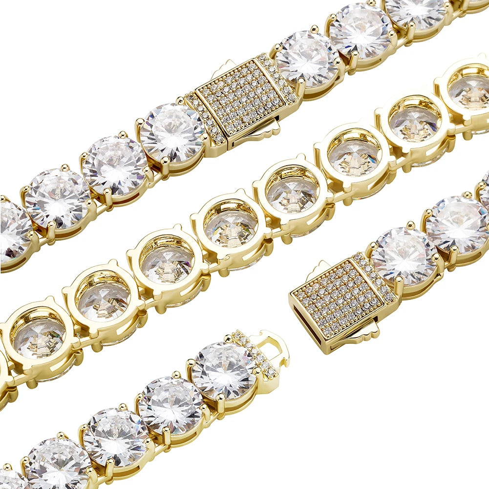 TOPGRILLZ New 10 mm Tennis Chain Necklace With New Spring Clasp Iced Out Cubic Zirconia Hip Hop Rockers Jewelry For Men