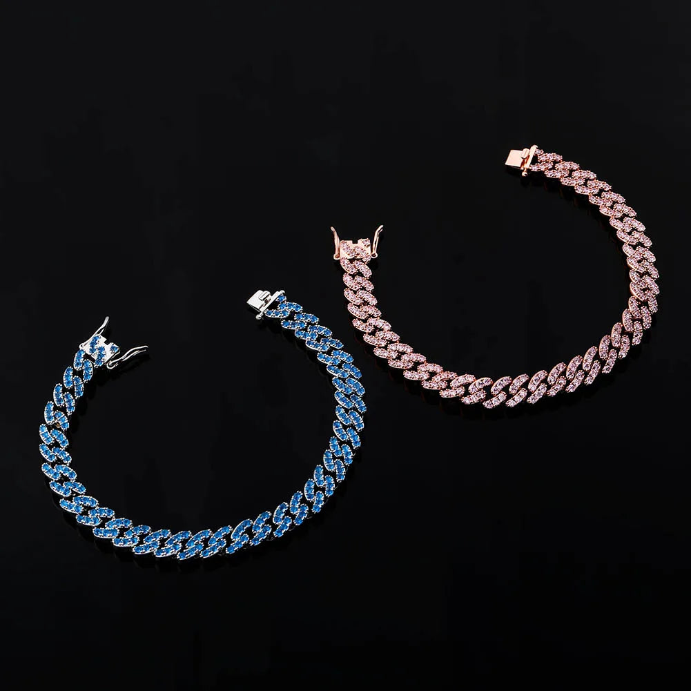 TOPGRILLZ New 8mm Fashion Miami Cuban Bracelet Full Iced Out Cubic Zirconia Bracelet Hip Hop Rapper Jewelry Ladies Bracelet Gift