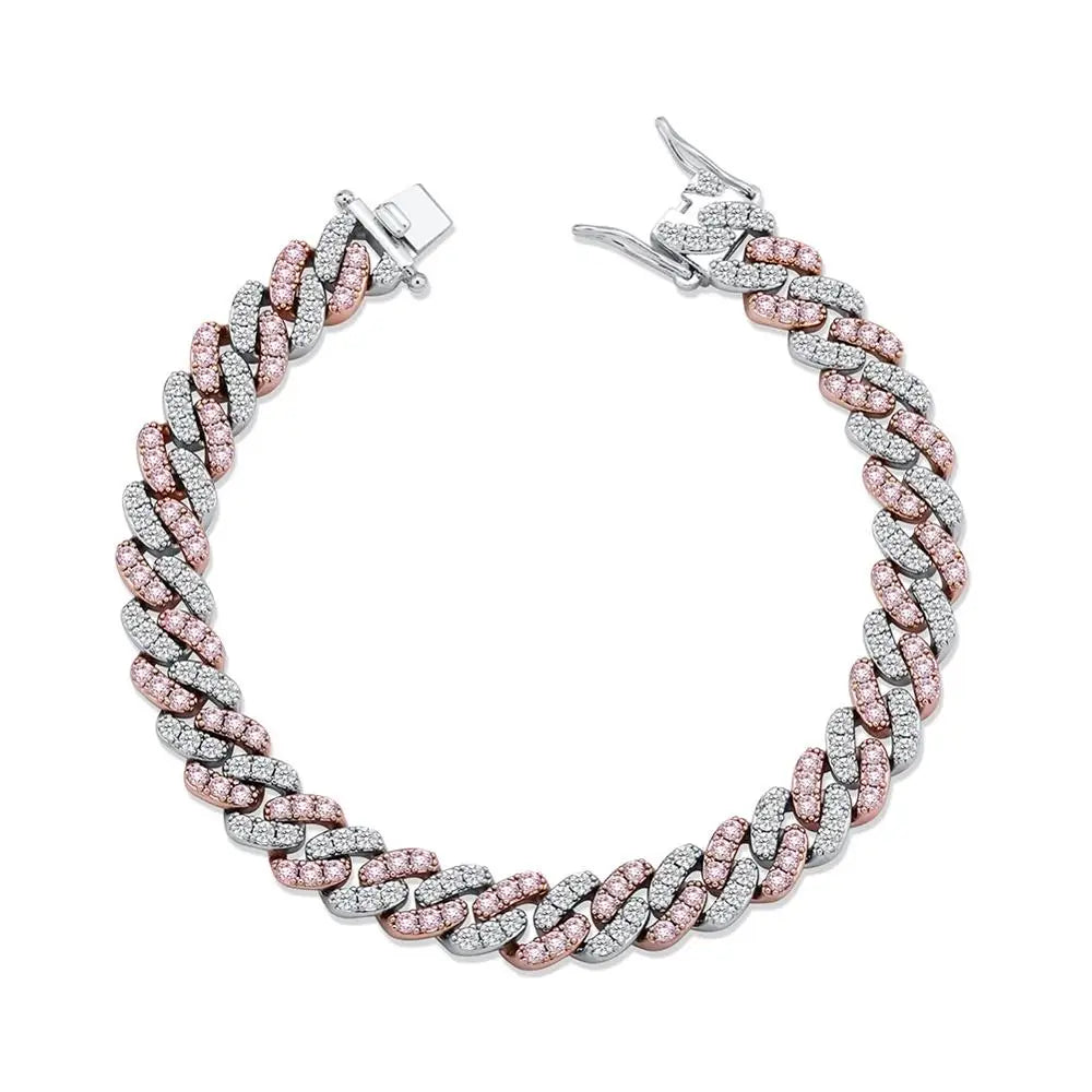 TOPGRILLZ New 8mm Fashion Miami Cuban Bracelet Full Iced Out Cubic Zirconia Bracelet Hip Hop Rapper Jewelry Ladies Bracelet Gift