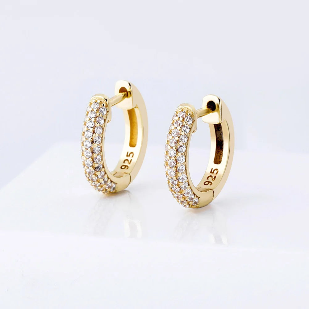TOPGRILLZ 925 Sterling Silver 14mm Round Earring Iced Micro Pave Cubic Zirconia Earrings Hip Hop Fashion Jewelry Gift For Women