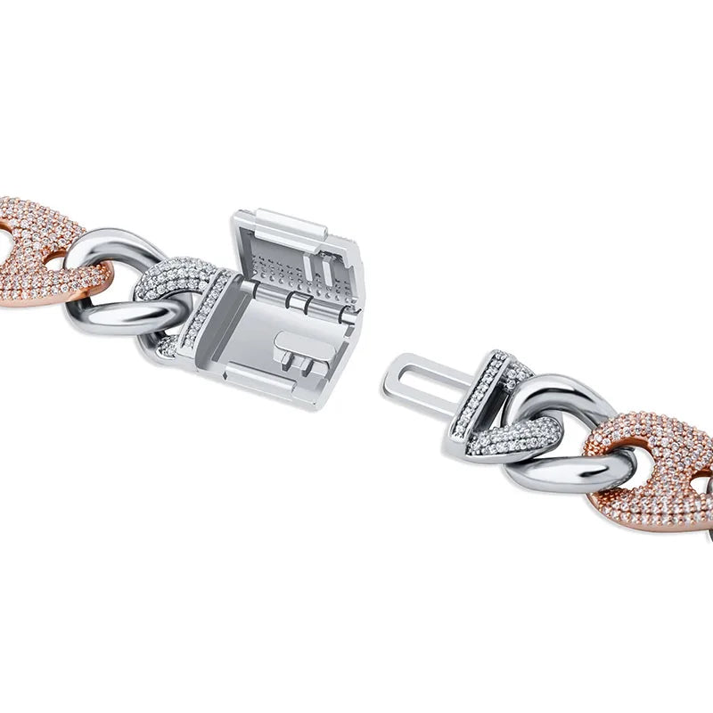 TOPGRILLZ 16mm Box Buckle Bracelet Miami Cuban Chain Iced Out Cubic Zirconia Hip Hop Fashion Jewelry