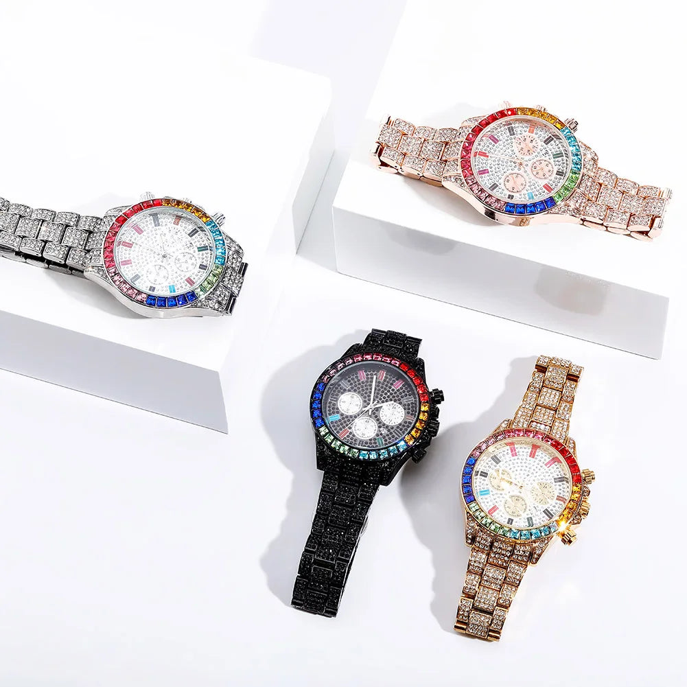 TOPGRILLZ 2020 New Watches Quartz HIP HOP Watches With Micro Pave Iced Out Cubic Zirconia Stainless Steel Watches Clock relogio