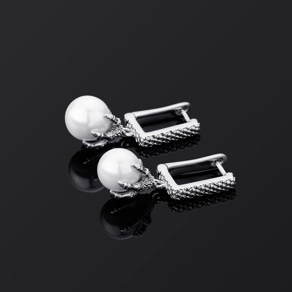 TOPGRILLZ 2021 NEW Women's Earring Chinese Style Dragon Claw Pearl Earrings High Quality Copper Gold Personality Jewelry