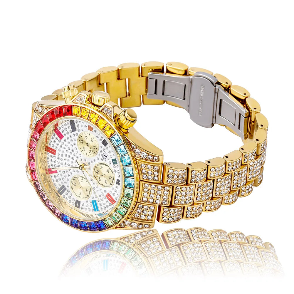 TOPGRILLZ 2020 New Watches Quartz HIP HOP Watches With Micro Pave Iced Out Cubic Zirconia Stainless Steel Watches Clock relogio