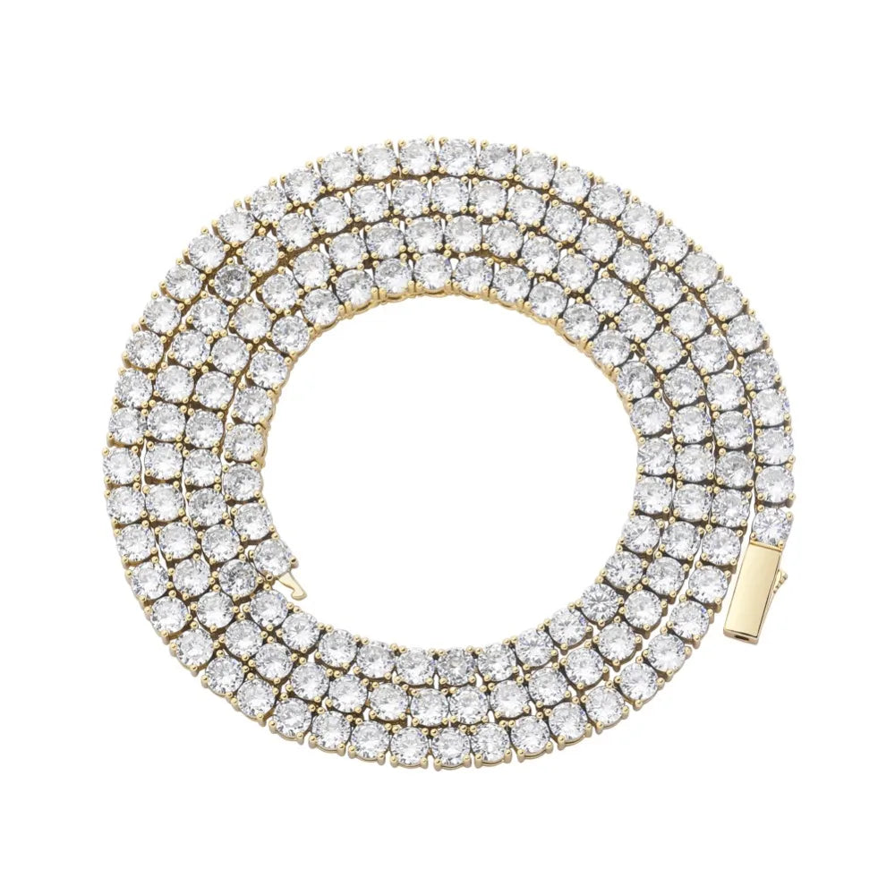 TOPGRILLZ 3MM-6MM Spring buckle Iced Out Full Cubic Zircon 1 Row Tennis Chain Necklace Gold Silver Color Hip Hop Jewelry