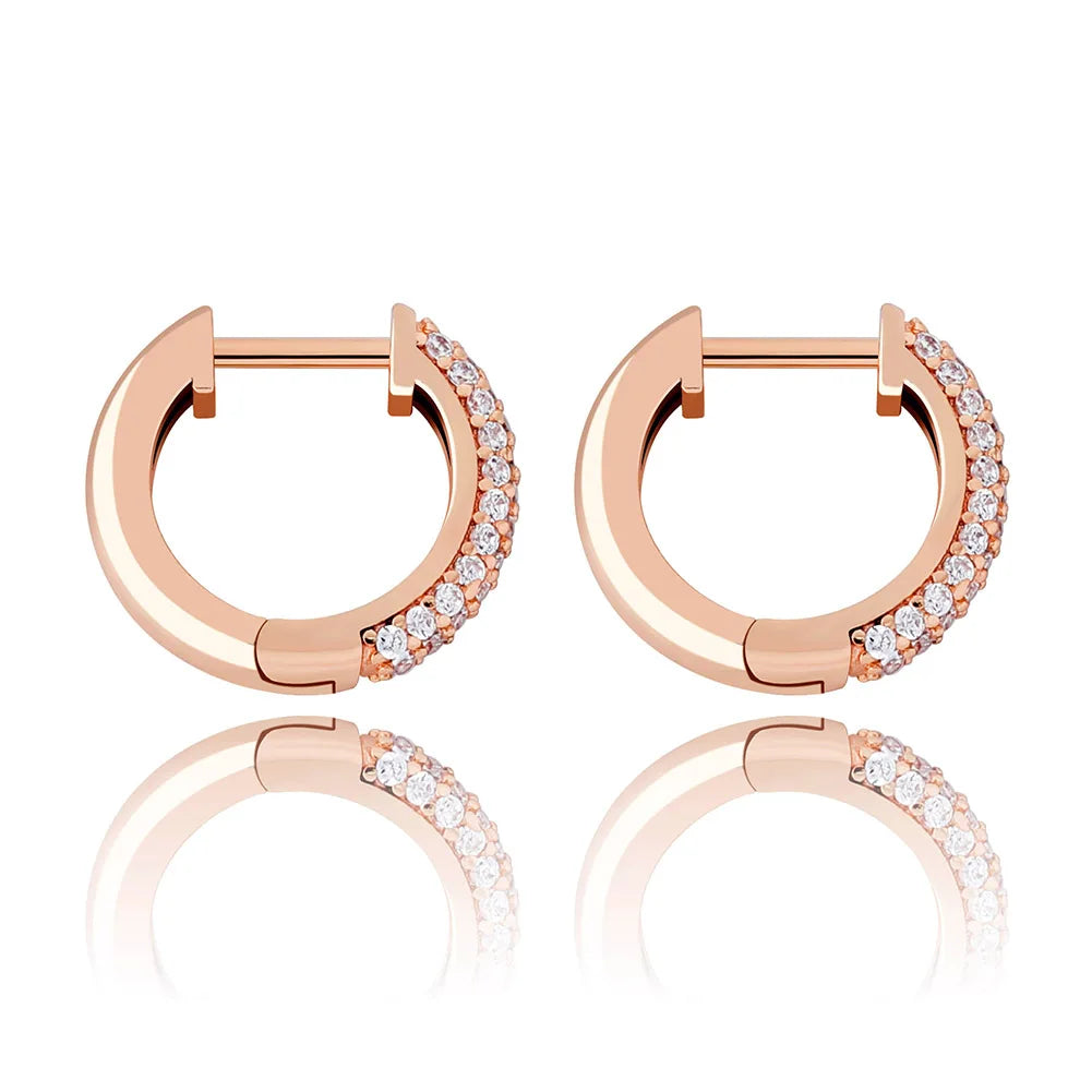 TOPGRILLZ 925 Sterling Silver 14mm Round Earring Iced Micro Pave Cubic Zirconia Earrings Hip Hop Fashion Jewelry Gift For Women