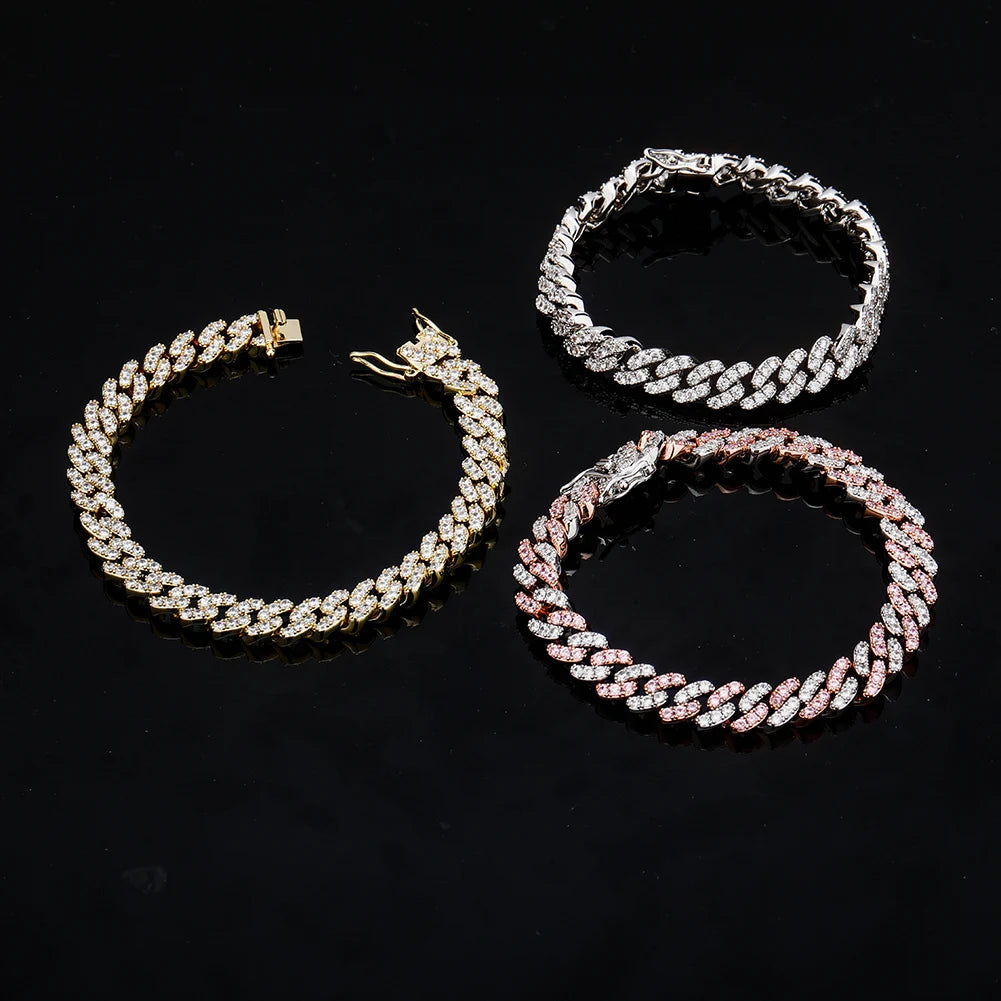 TOPGRILLZ New 8mm Fashion Miami Cuban Bracelet Full Iced Out Cubic Zirconia Bracelet Hip Hop Rapper Jewelry Ladies Bracelet Gift
