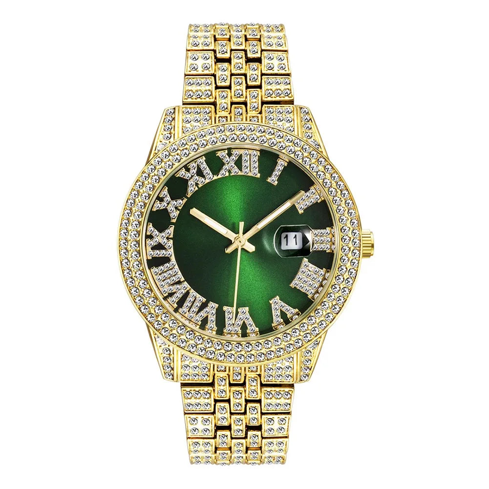 TOPGRILLZ 2021 Luxury Watch High Quality Top Brand Luxury Rhinestones Bracelet Stainless Steel Quartz Wristwatch Business Clock