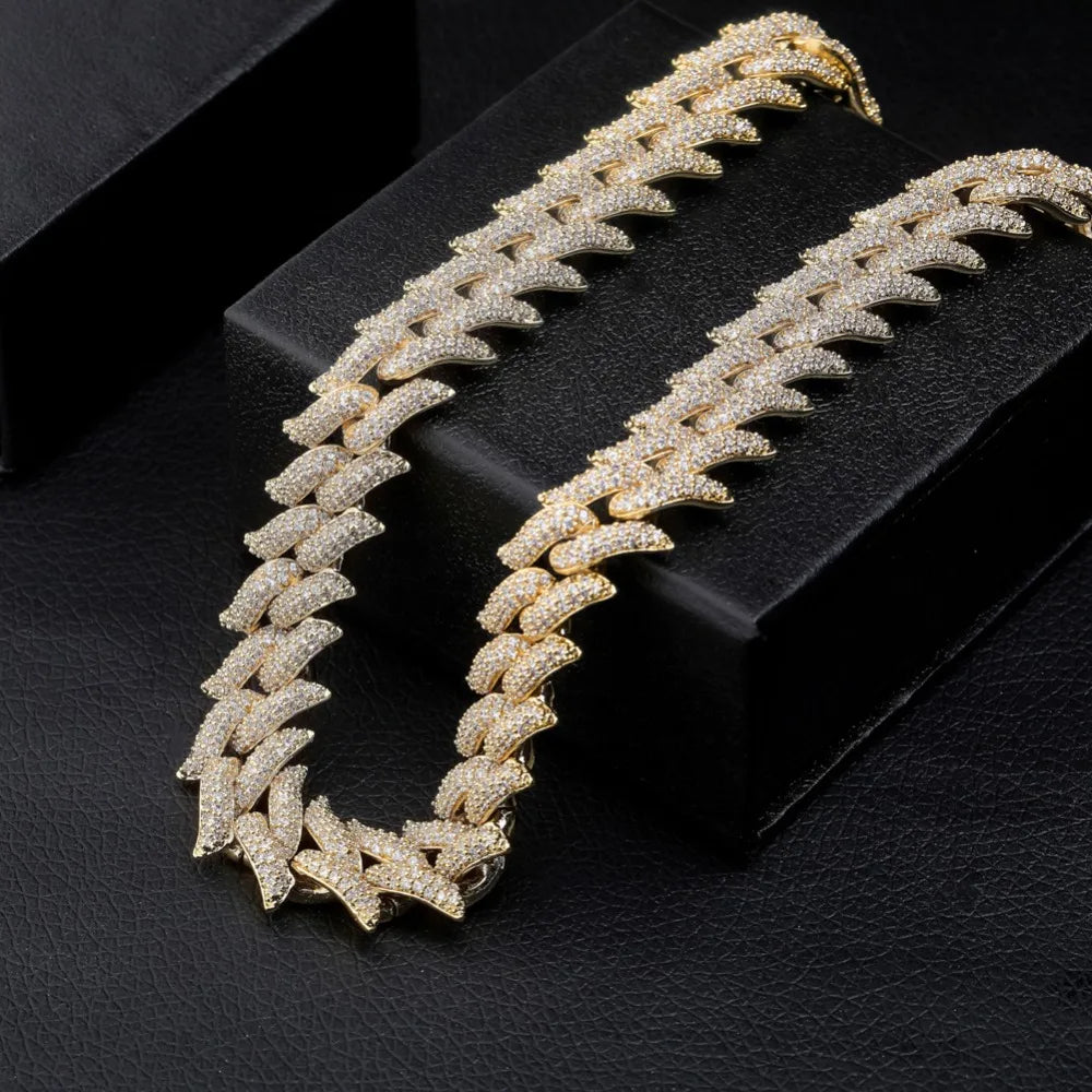 TOPGRILLZ 16mm Miami Big Box Clasp Cuban Chain Heavy Necklace Iced Out Cubic Zircon Bling Hip hop for Men Jewelry