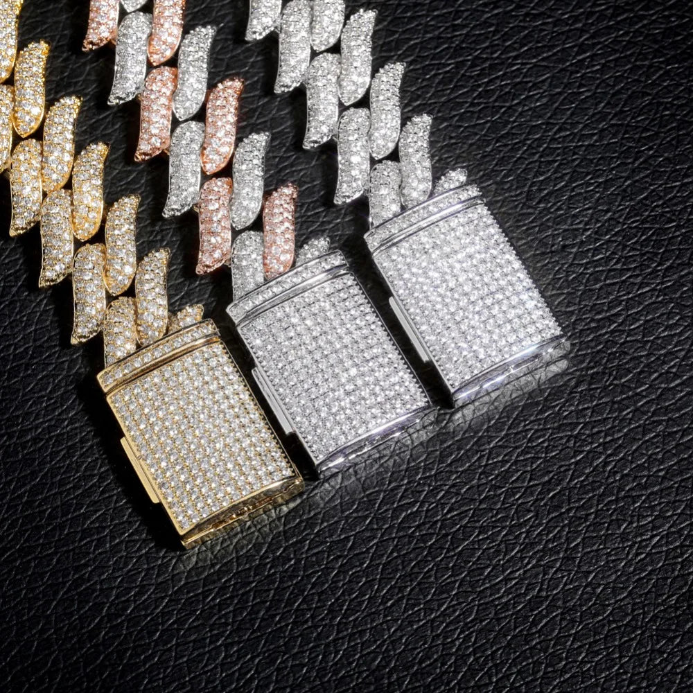TOPGRILLZ 16mm Miami Big Box Clasp Cuban Chain Heavy Necklace Iced Out Cubic Zircon Bling Hip hop for Men Jewelry