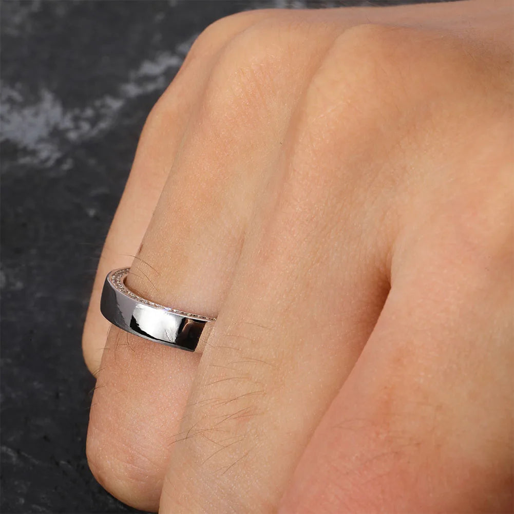 TOPGRILLZ Couple Rings 4mm/6mm 925 Sterling Silver Rings Top Brand Fine Jewelry High Quality Ice Out Bling Round Pattern Ring