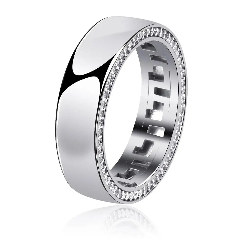 TOPGRILLZ Couple Rings 4mm/6mm 925 Sterling Silver Rings Top Brand Fine Jewelry High Quality Ice Out Bling Round Pattern Ring