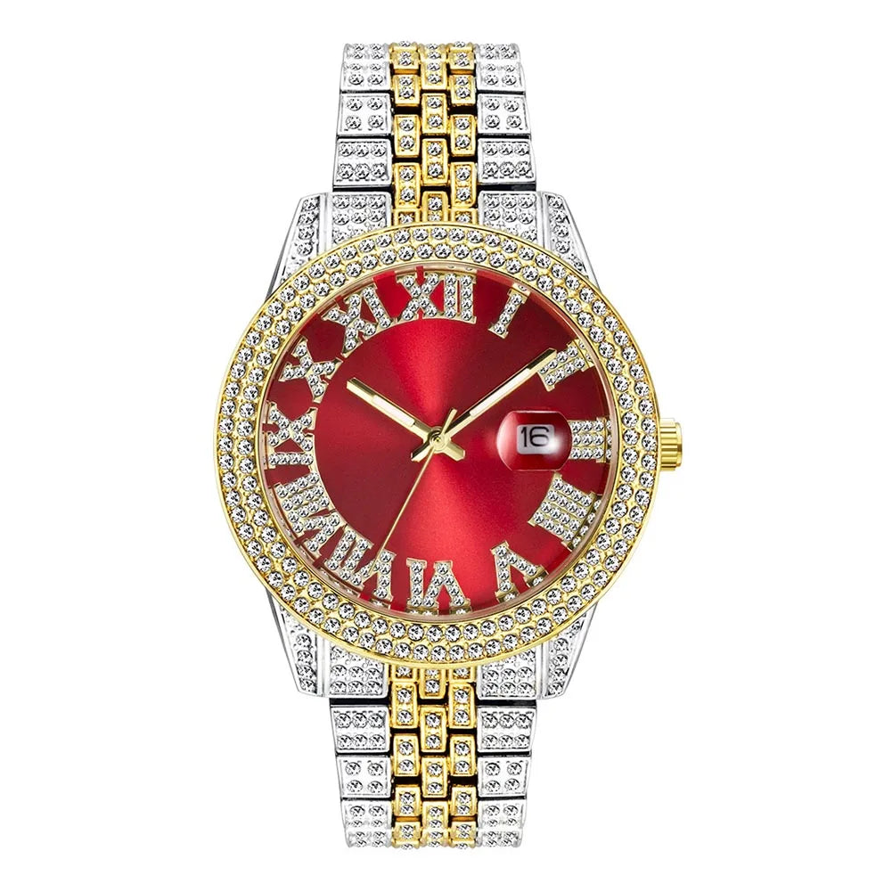 TOPGRILLZ 2021 Luxury Watch High Quality Top Brand Luxury Rhinestones Bracelet Stainless Steel Quartz Wristwatch Business Clock