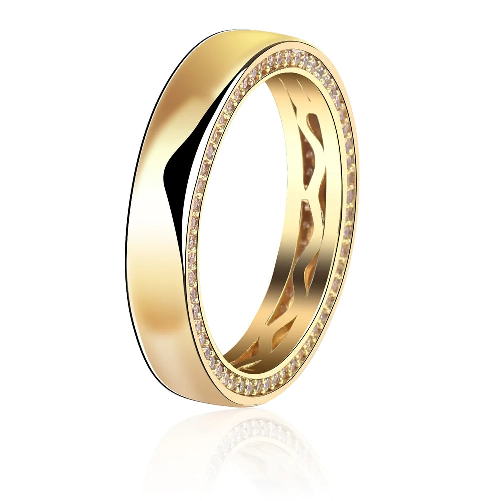 TOPGRILLZ Couple Rings 4mm/6mm 925 Sterling Silver Rings Top Brand Fine Jewelry High Quality Ice Out Bling Round Pattern Ring