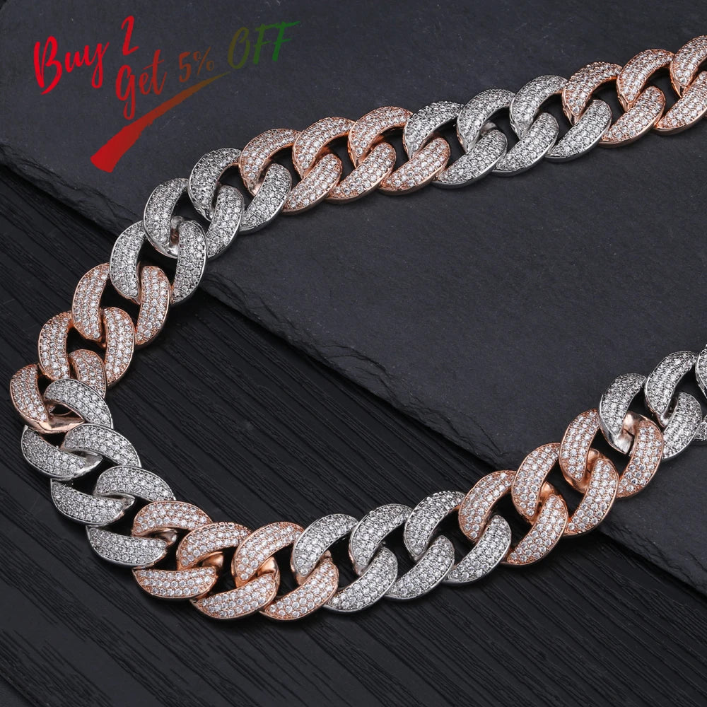 TOPGRILLZ Maimi Cuban Link Chain Necklace Men's Hip Hop Gold Color Iced Out Cubic Zircon Necklaces Jewelry Gifts 16" -30"